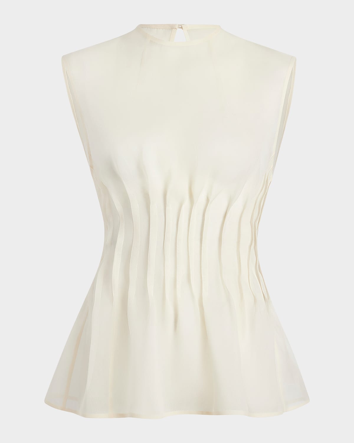 Khaite Westin Pleated Silk Top In Bone