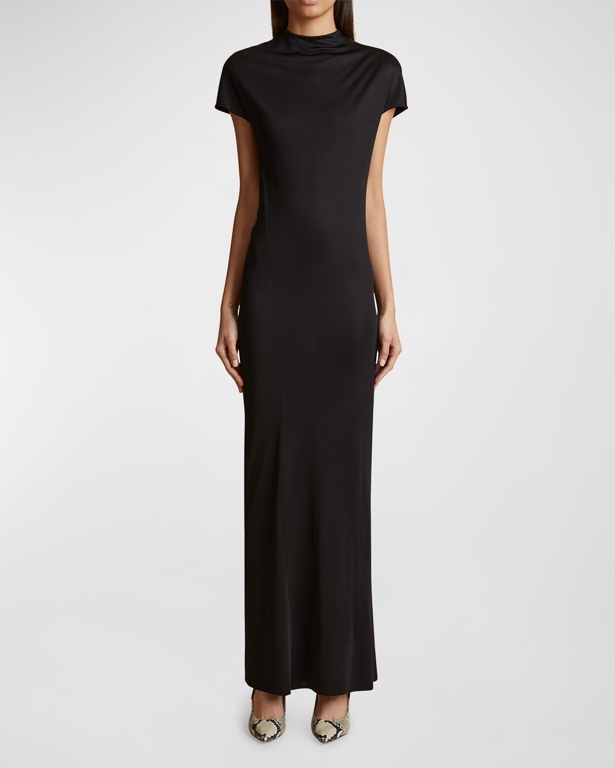 Shop Khaite Yenza Draped Jersey Body-con Dress In Black
