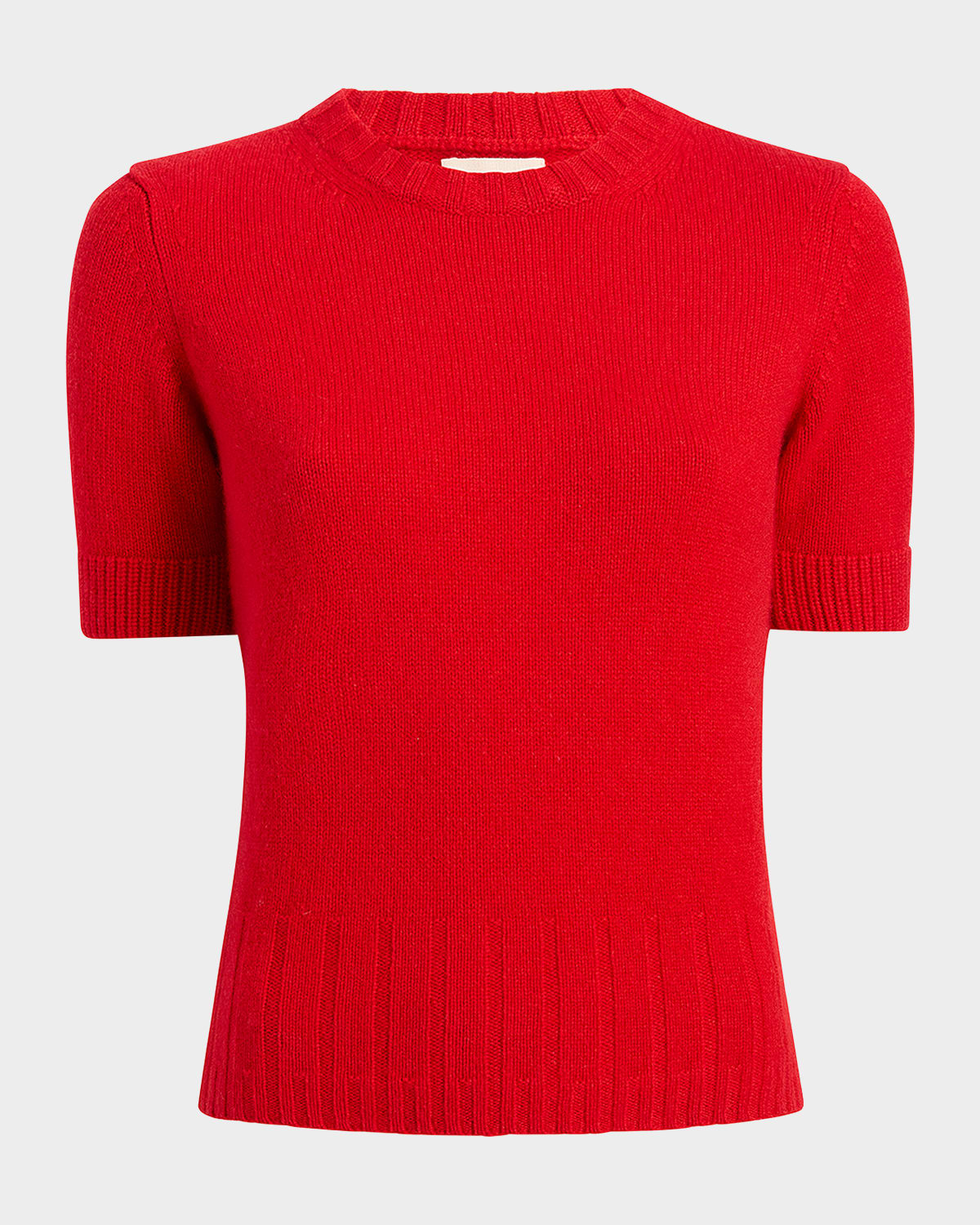 Shop Khaite Luphia Puff-sleeve Cashmere Sweater In Fire Red