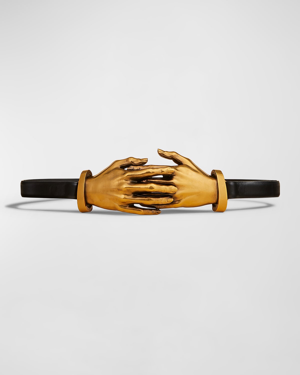 Khaite Antique Gold Hand Leather Belt In Black
