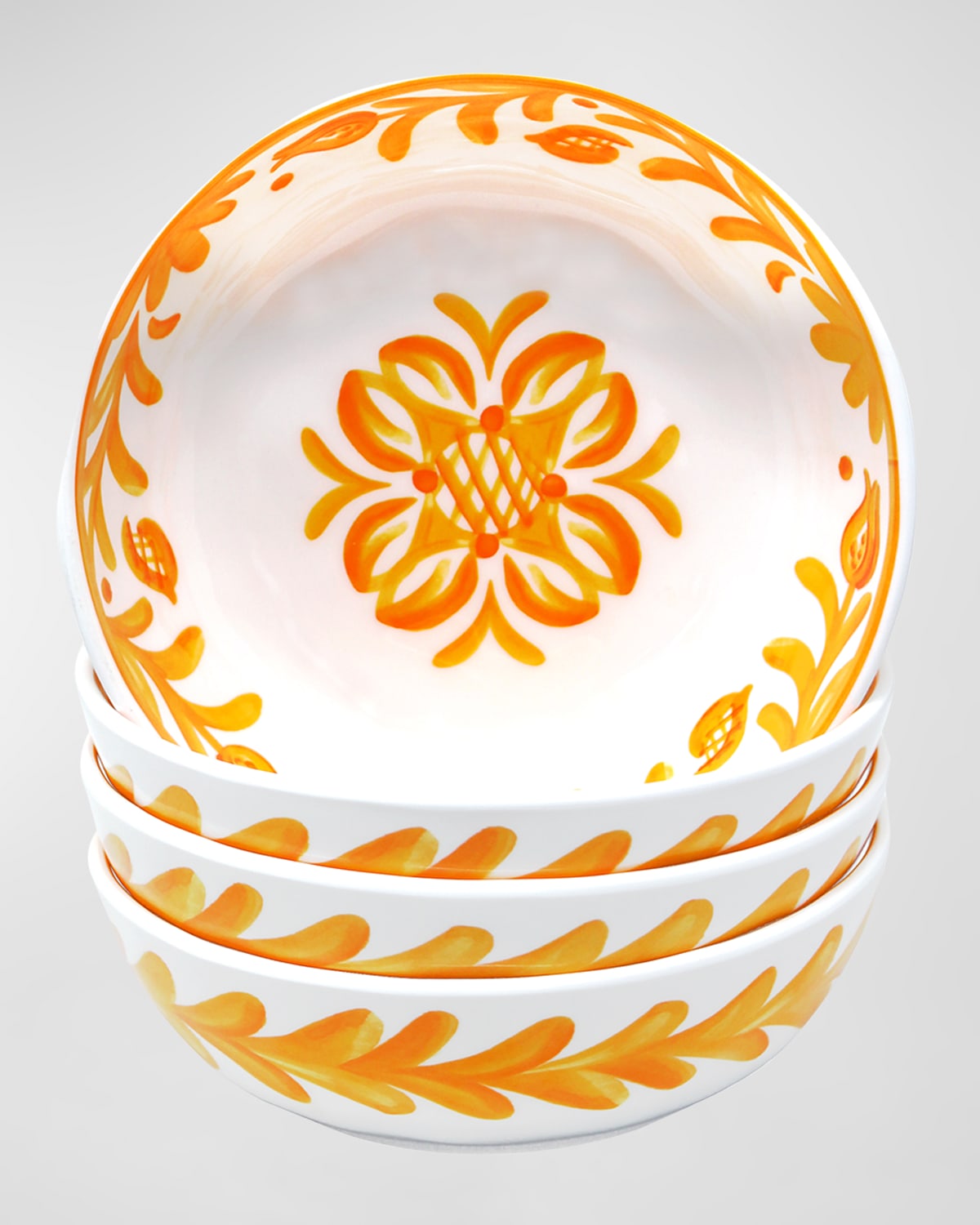 Shop Le Cadeaux Sicily Serving Bowls, Set Of 4 In Cream, Orange