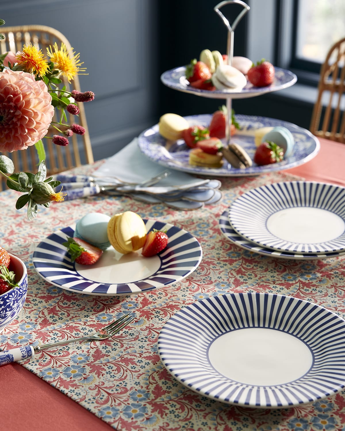 Spode Blue Italian Steccato Narrow Stripe Tidbit Plates, Set Of 4 In Blue