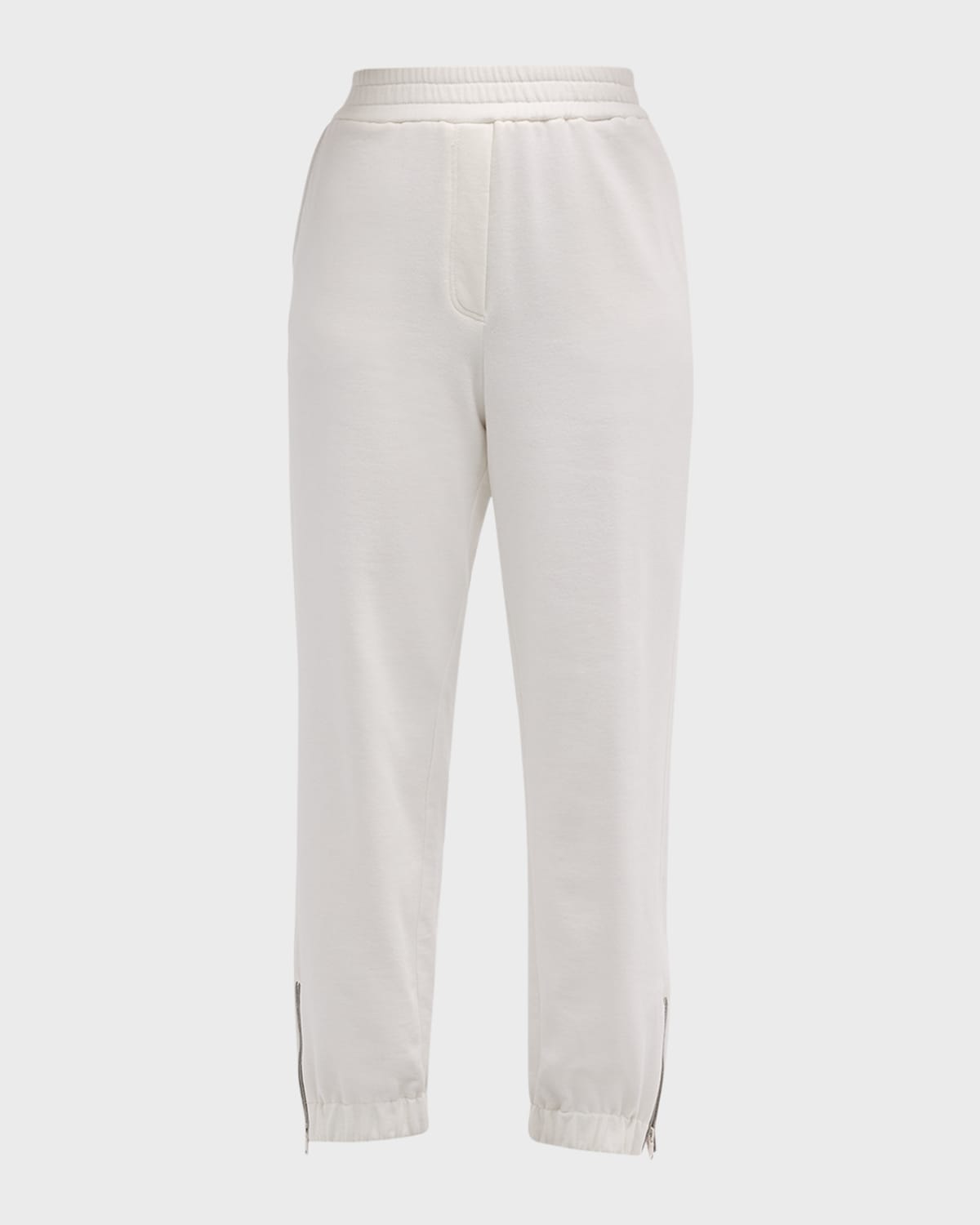 Brunello Cucinelli Cotton Felpa Joggers With Zipper Cuffs In C7220 Off White