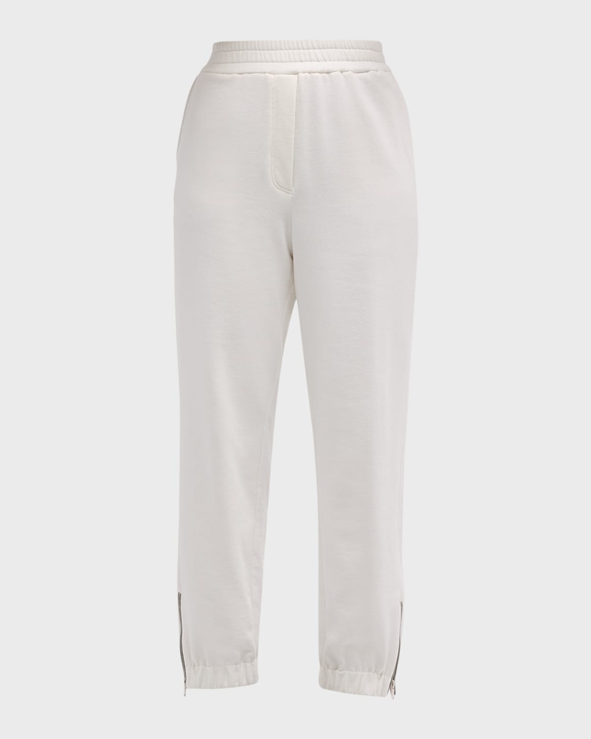 Brunello Cucinelli Cotton Felpa Joggers With Zipper Cuffs In White