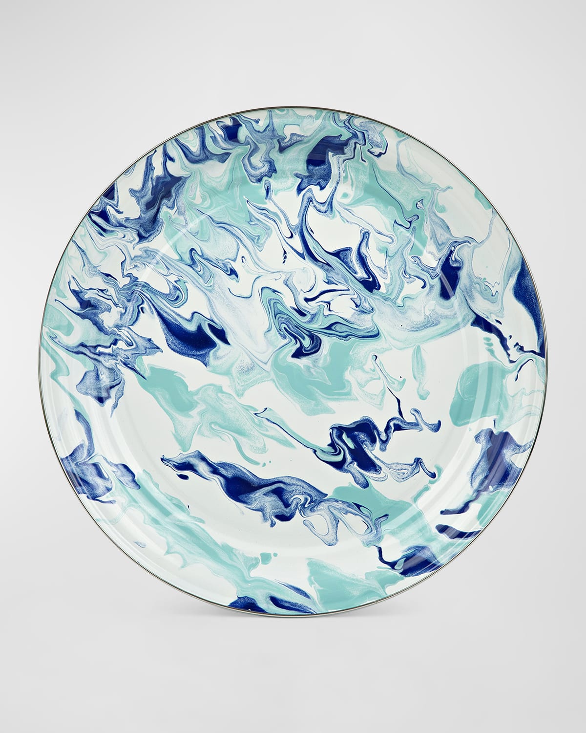 Shop Golden Rabbit Lagoon Large Tray In Lagoon, Marbled, Blue, Teal, White