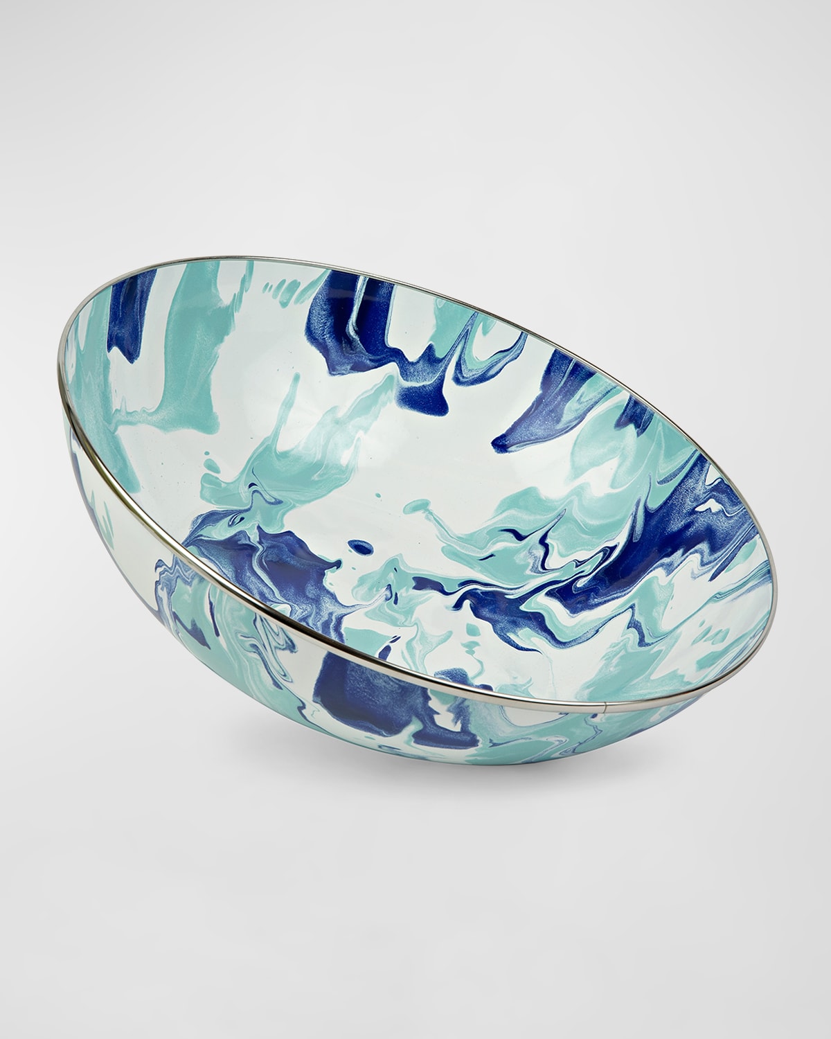 Shop Golden Rabbit Lagoon Catering Bowl In Lagoon, Marbled, Blue, Teal, White