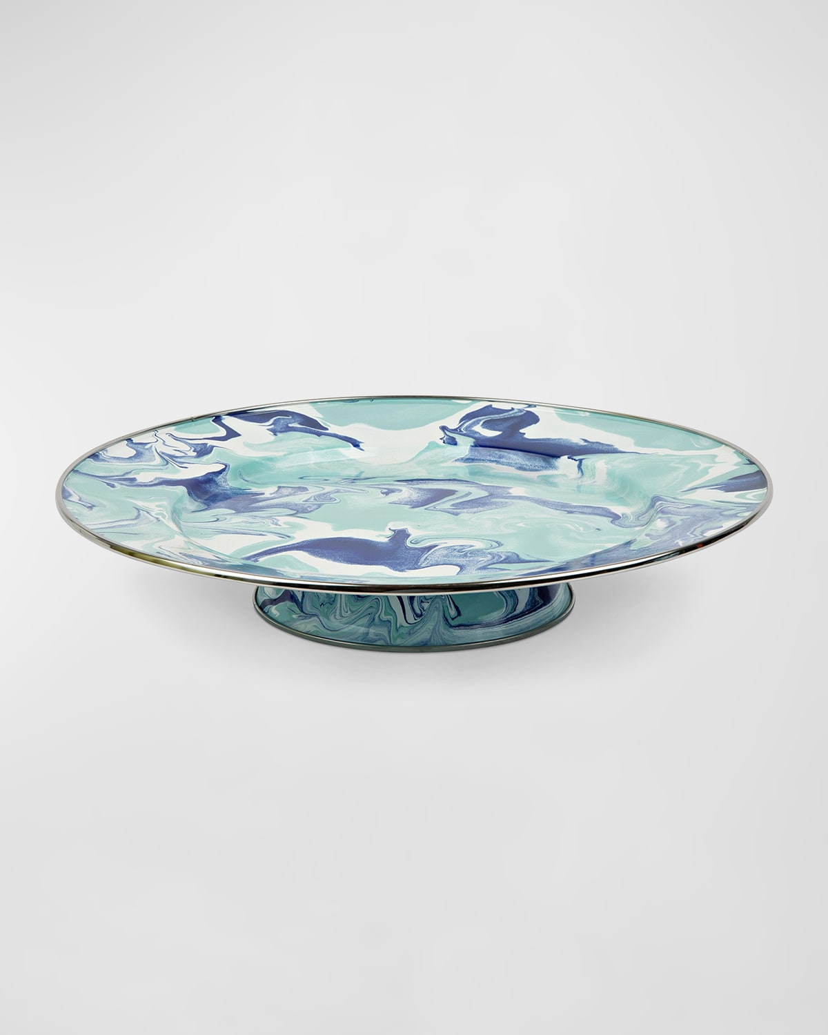 Shop Golden Rabbit Lagoon Cake Plate In Lagoon, Marbled, Blue, Teal, White