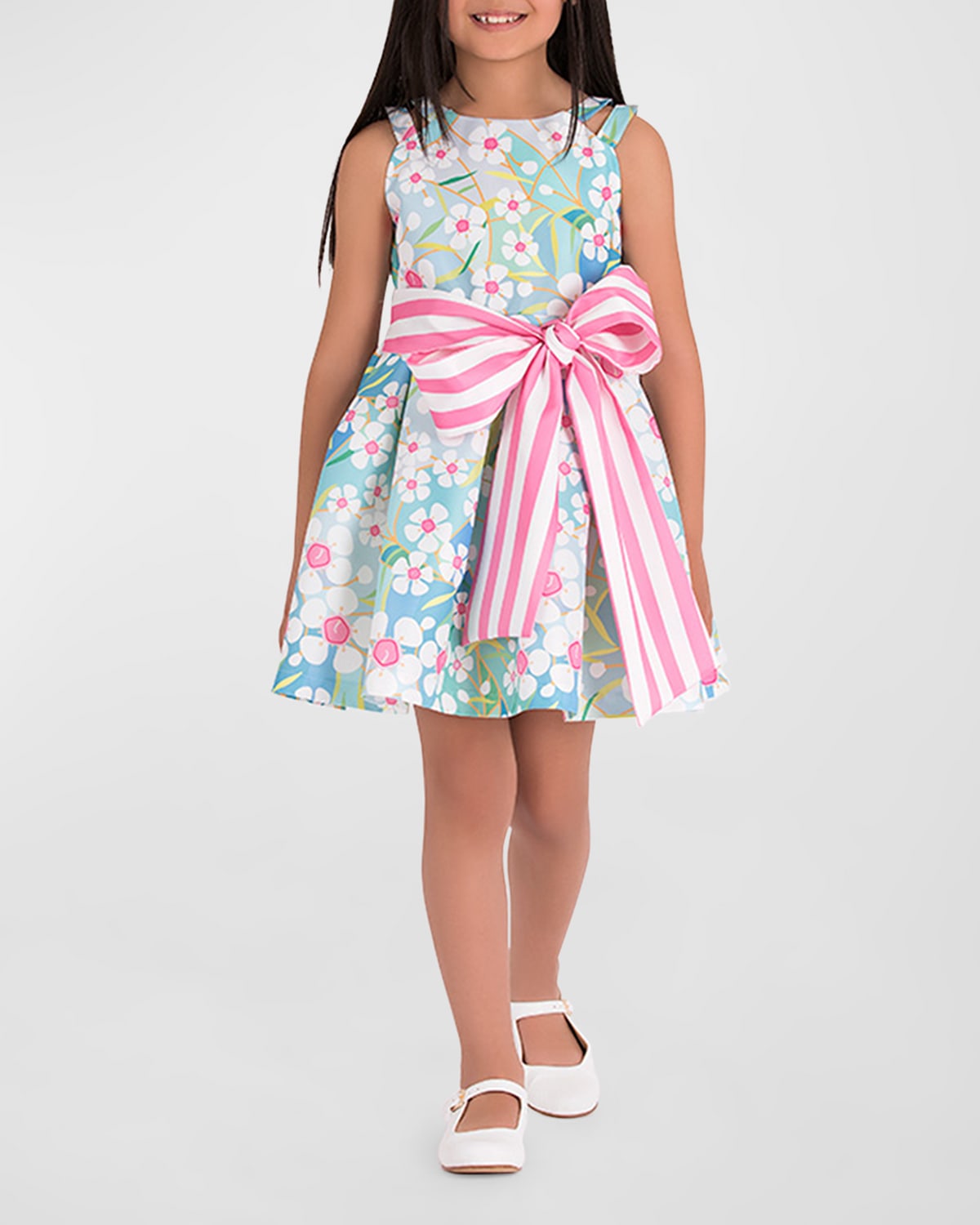 Mama Luma Kids' Girl's Daisy Blossom Bow Dress In Multicolor