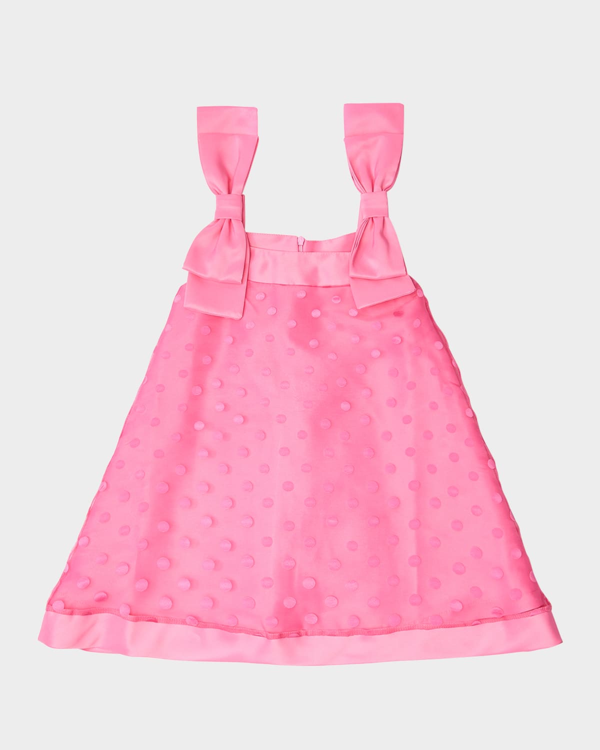 Mama Luma Girl's Polka Dot Bow Dress In Pink