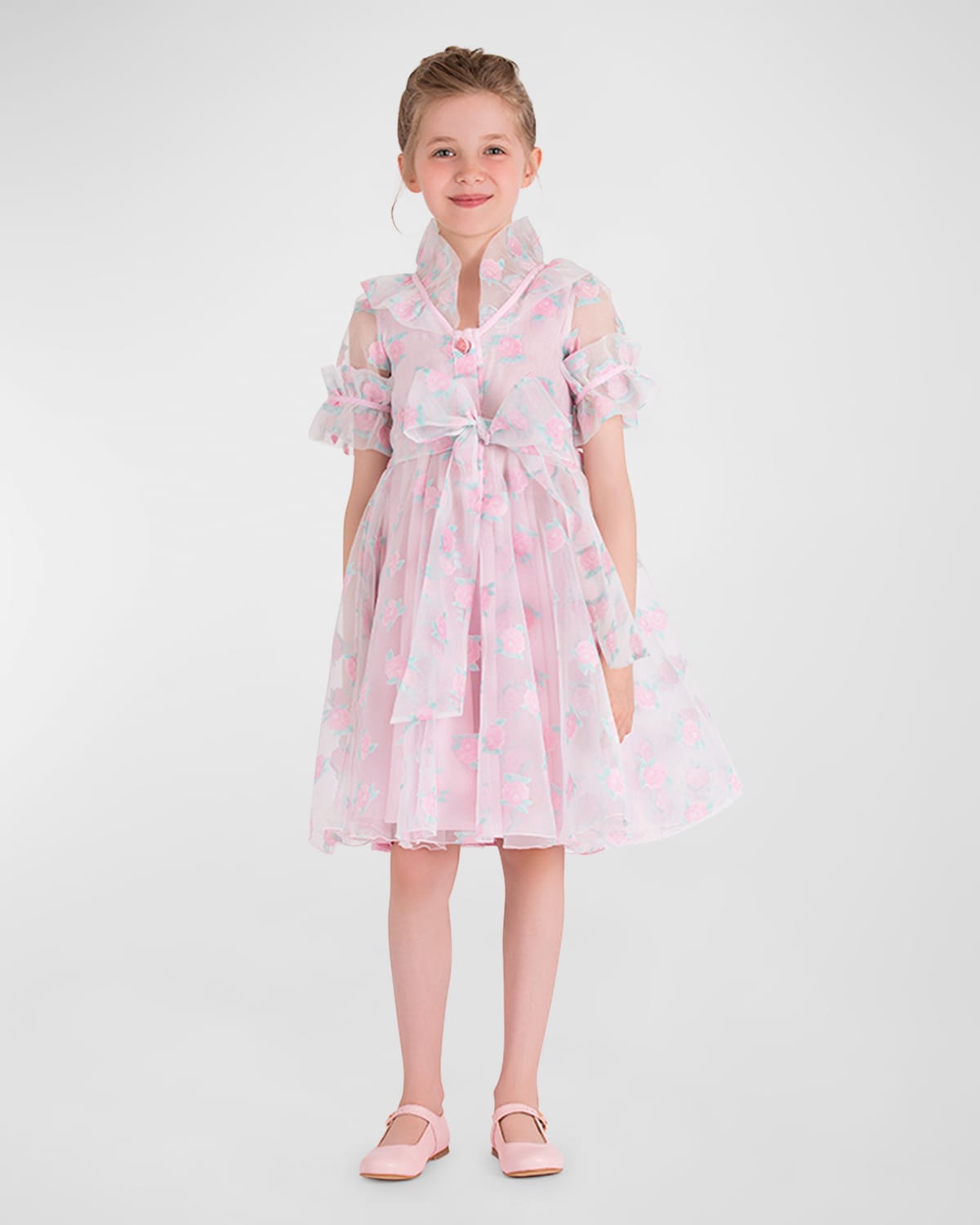Mama Luma Kids' Girl's Peony Blossom Ruffle Dress In Pink