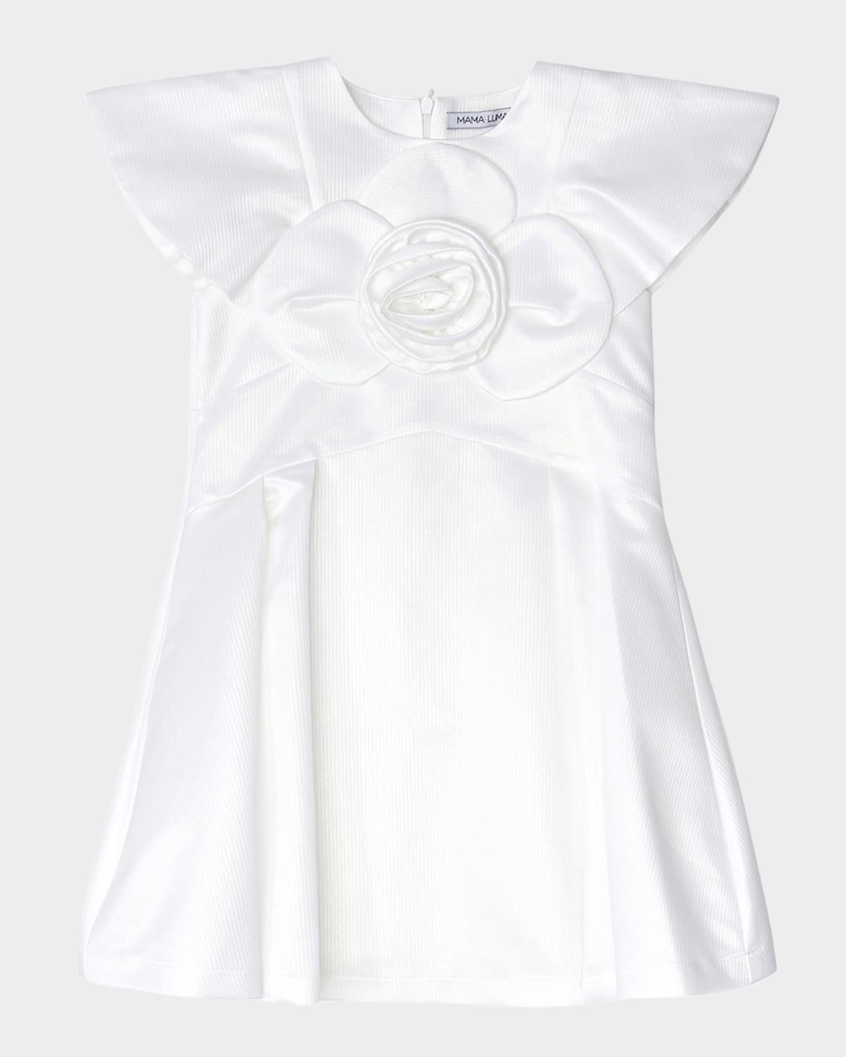 Mama Luma Girl's 3d Rose Applique Dress In White