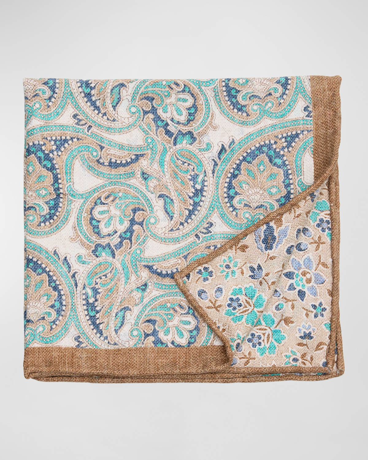 Men's Paisley-Floral Silk Pocket Square