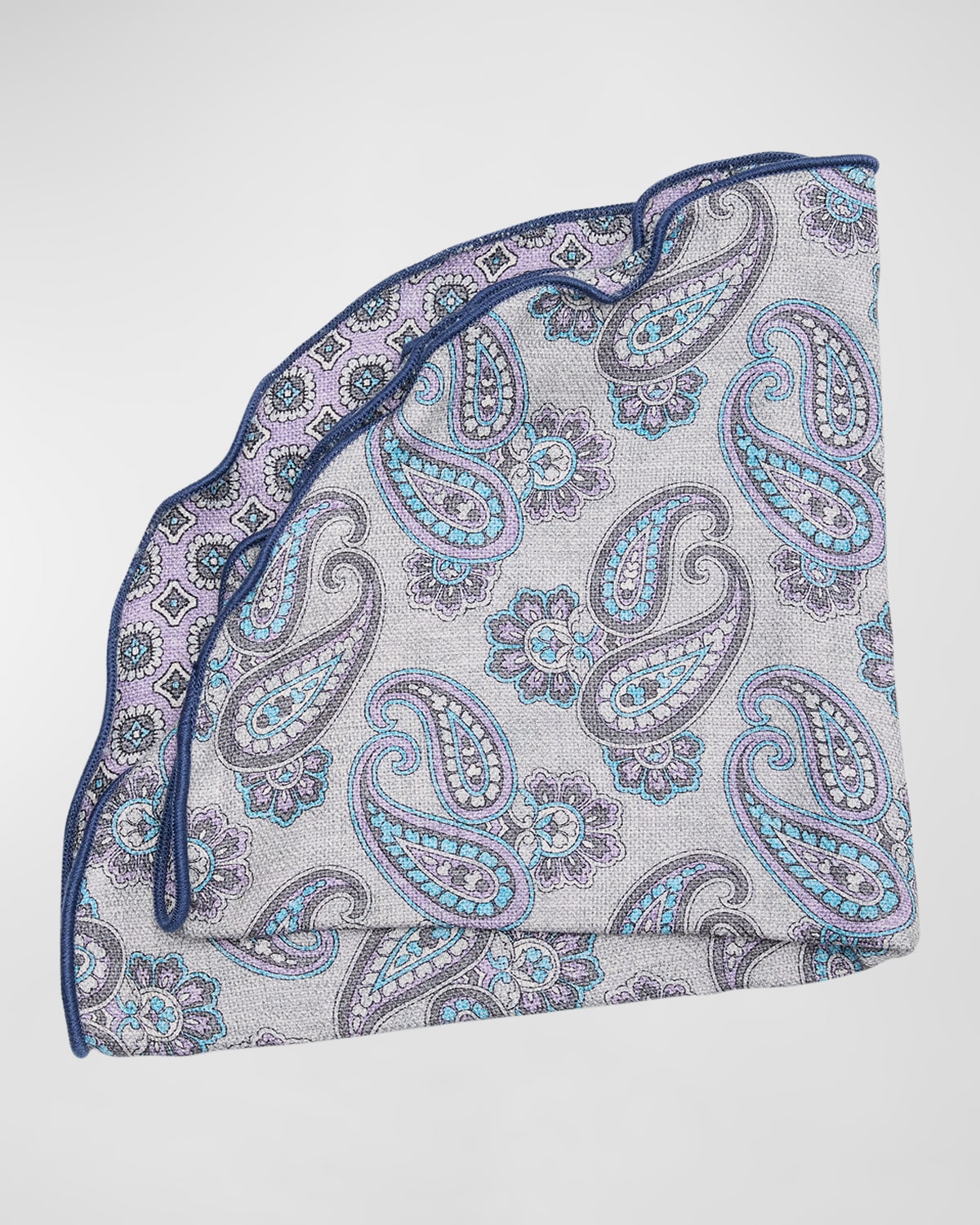 Men's Floral-Paisley Silk Pocket Circle