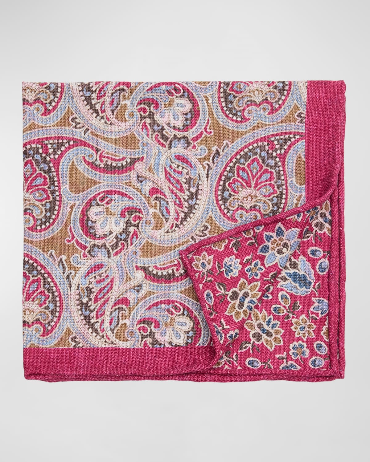 Men's Paisley-Floral Silk Pocket Square