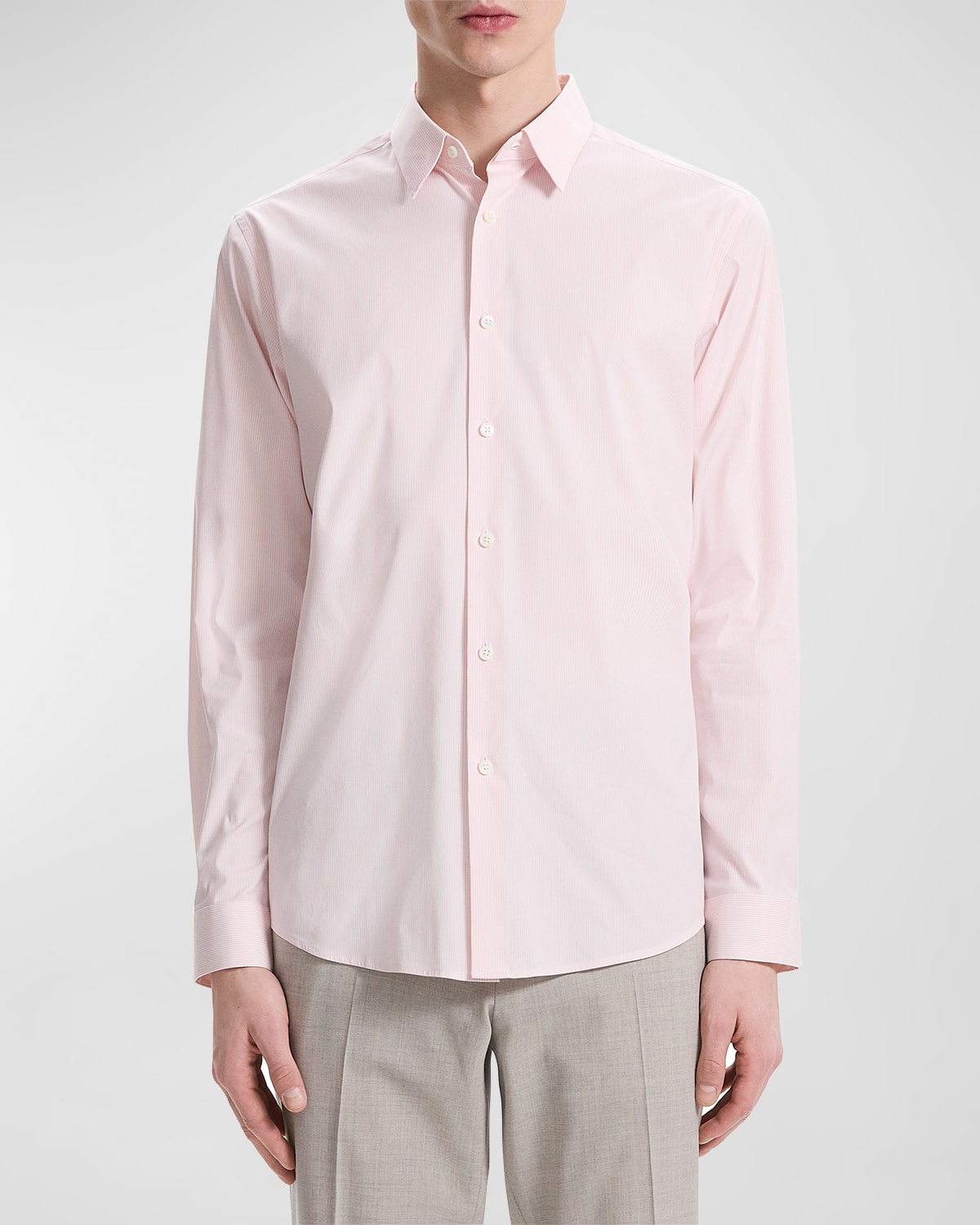 Shop Theory Men's Irving Wealth Striped Sport Shirt In White/pale Pink