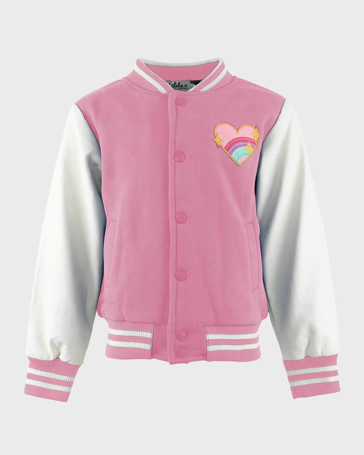 LOLA + THE BOYS GIRL'S GOOD VIBES SEQUIN VARSITY BOMBER JACKET 