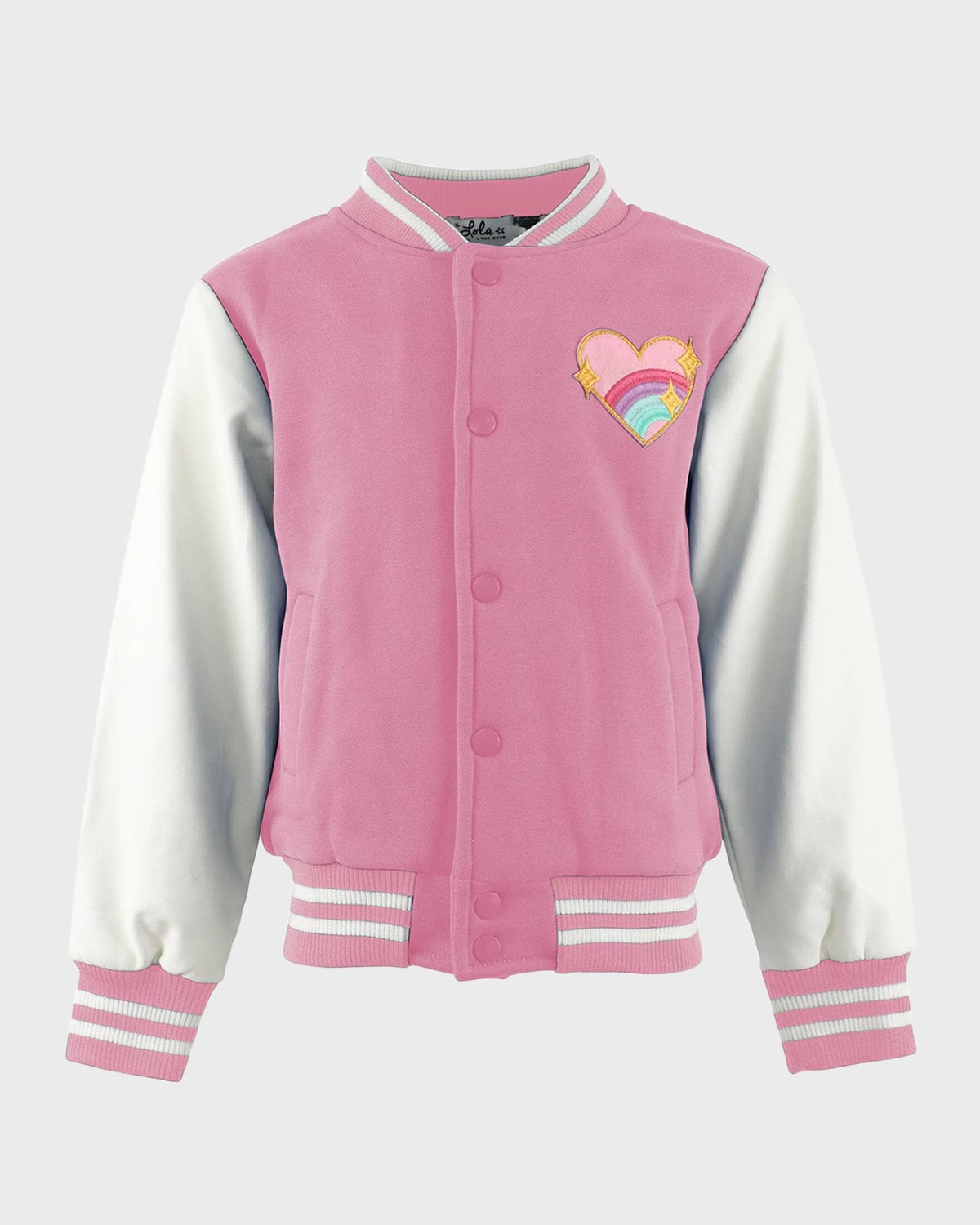 Shop Lola + The Boys Girl's Good Vibes Sequin Varsity Bomber Jacket In Pink