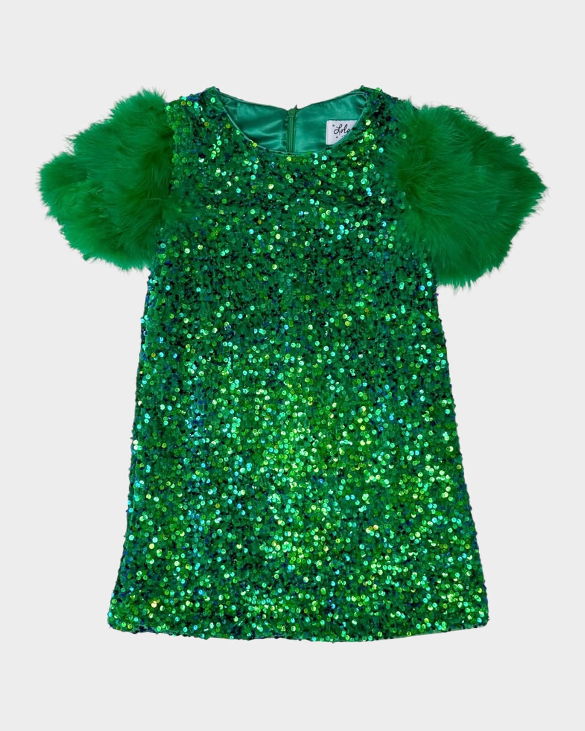 Shop Lola + The Boys Girl's Jade's Feather Party Dress In Green