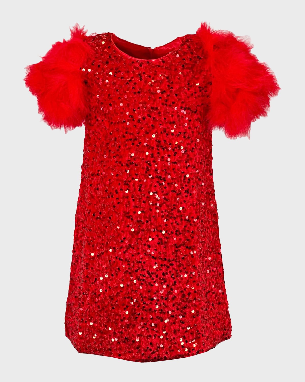 Lola + The Boys Girl's Ruby Feather Dress In Red