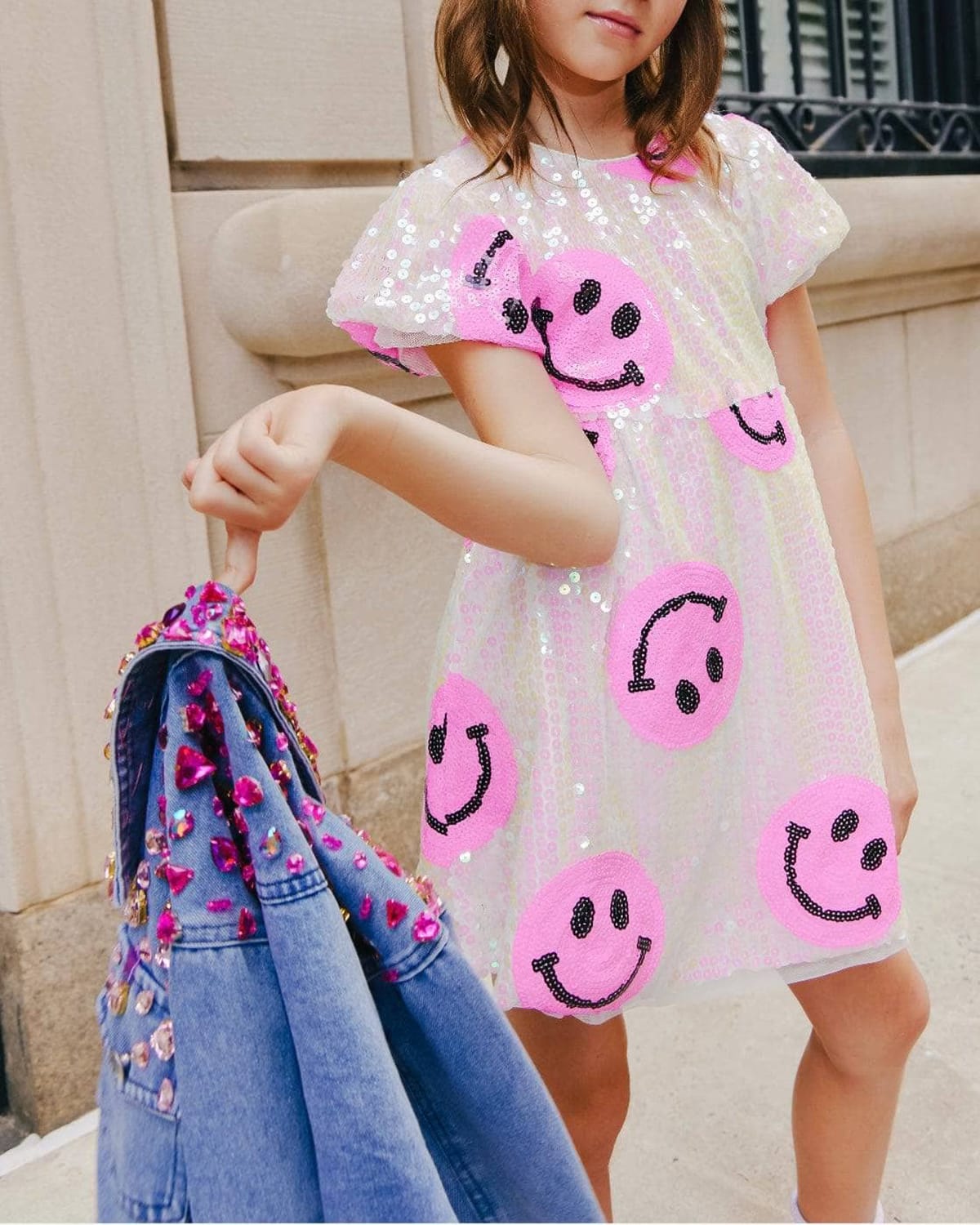 Lola + The Boys Kids' Girl's Pinkie Happy Emoji Dress, 2-14