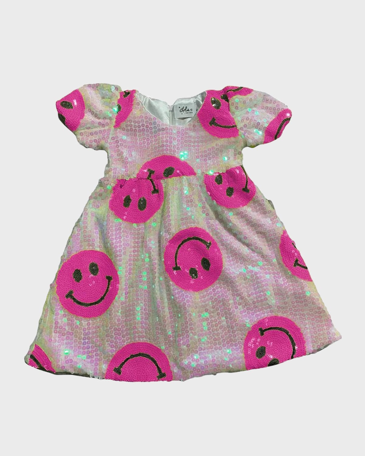 Lola + The Boys Girl's Pinkie Happy Emoji Dress, 2-14