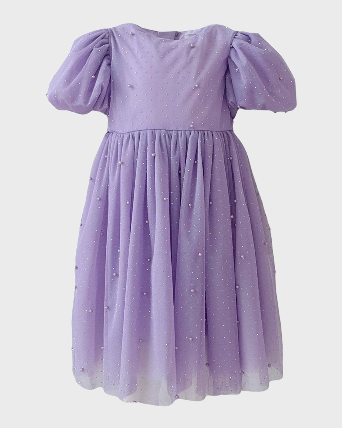 Shop Lola + The Boys Girl's Lavender Crystal Pearl Tulle Dress