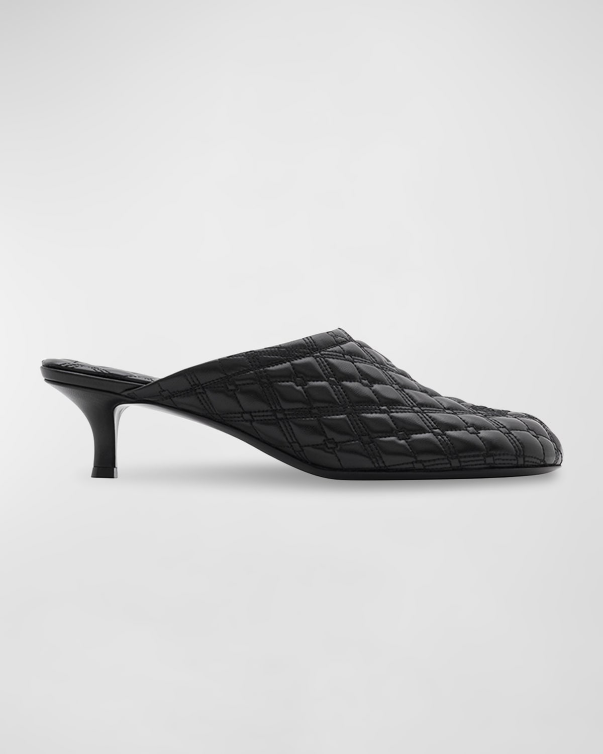 Shop Burberry Baby Quilted Napa Equestrian Mules In Black