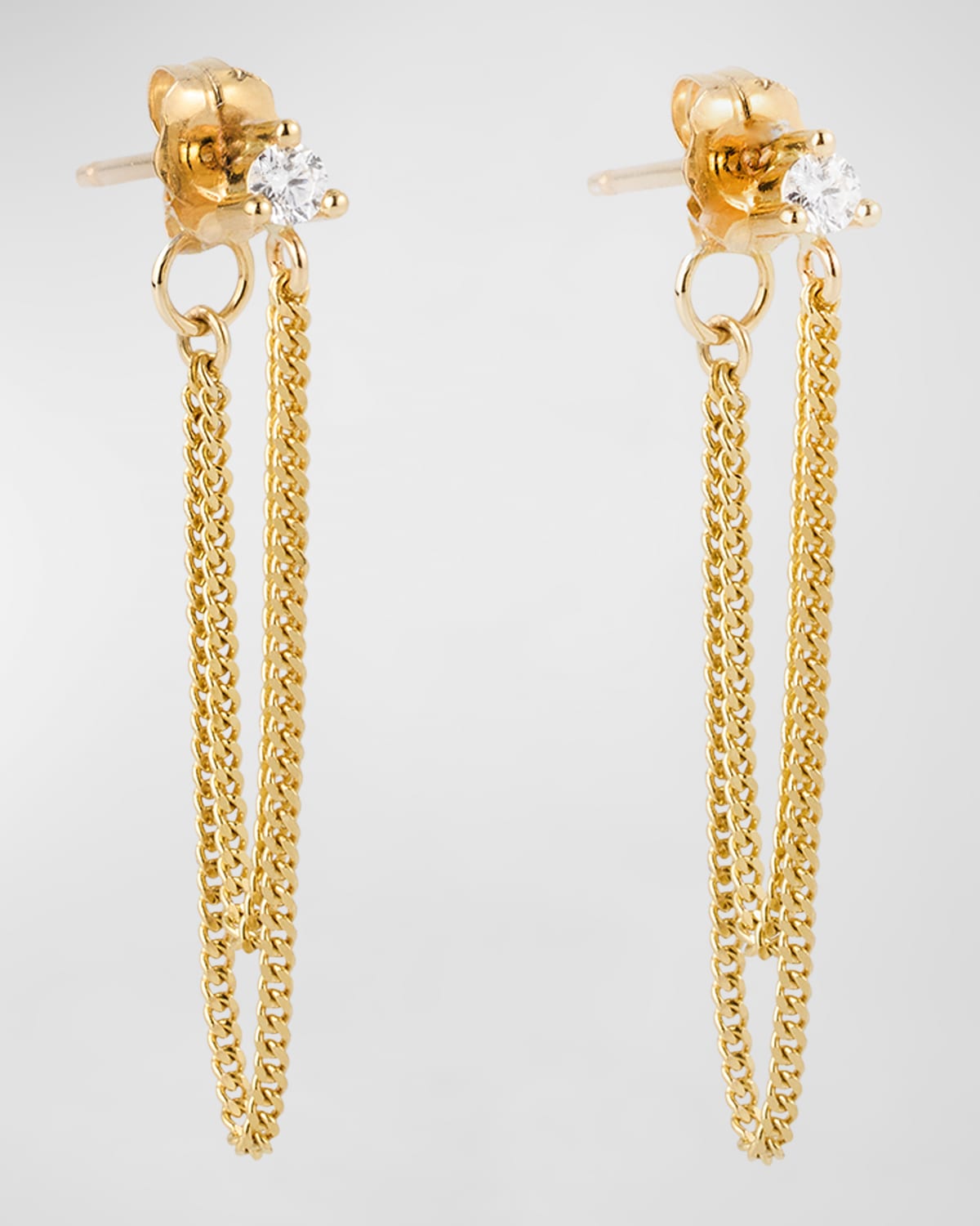 Double-Chain Wrap Around Diamond Earrings