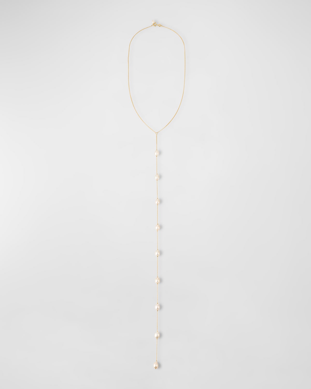 Long Pearl Lariat Necklace