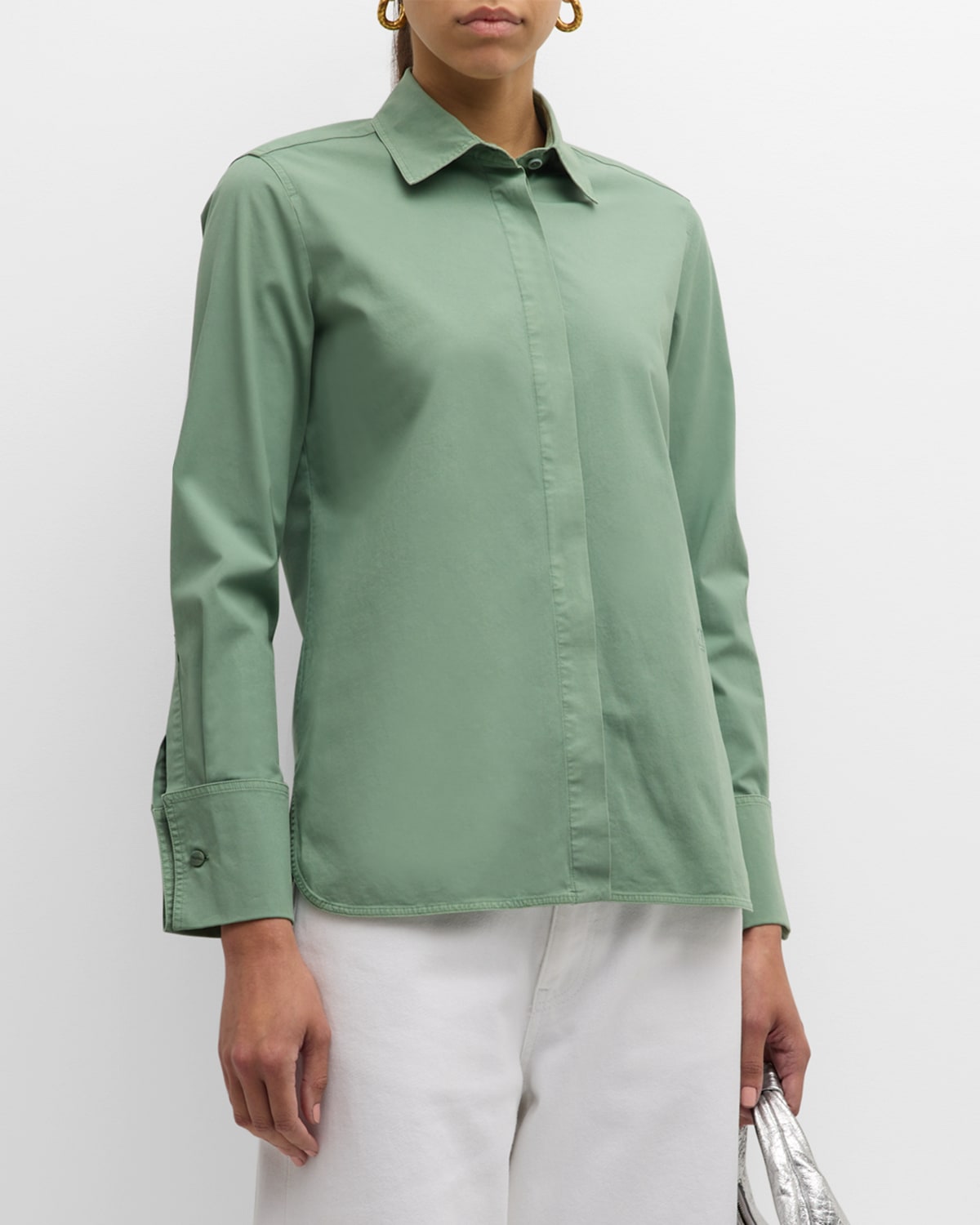 Shop Max Mara Francia Button-front Shirt In Sage Green