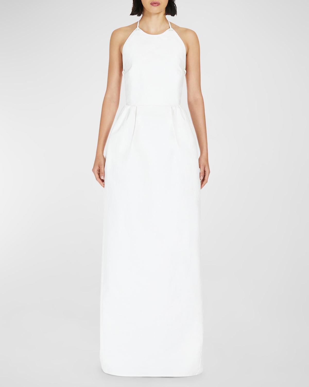 Max Mara Europa Open-back Pleated Cotton-canvas Maxi Dress In White