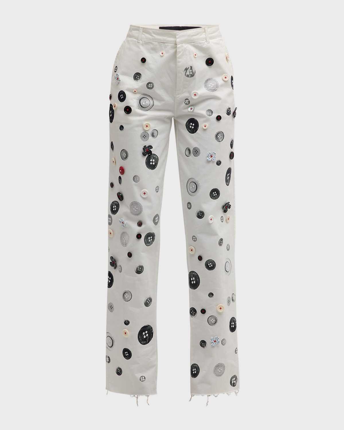 Libertine Existential Buttons Embellished Straight-Leg Ankle Chinos