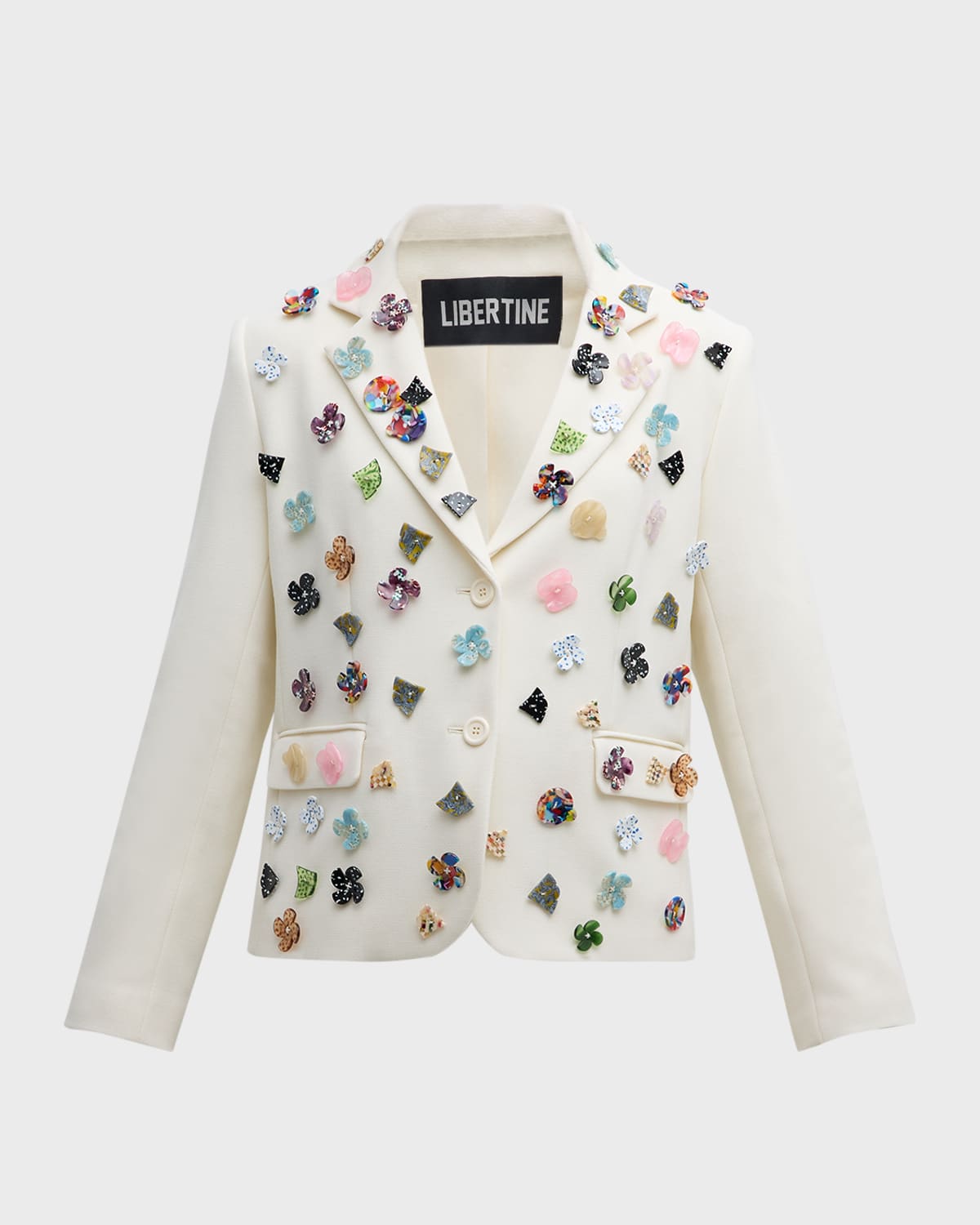 Button Town Embellished Single-Breasted Short Jacket