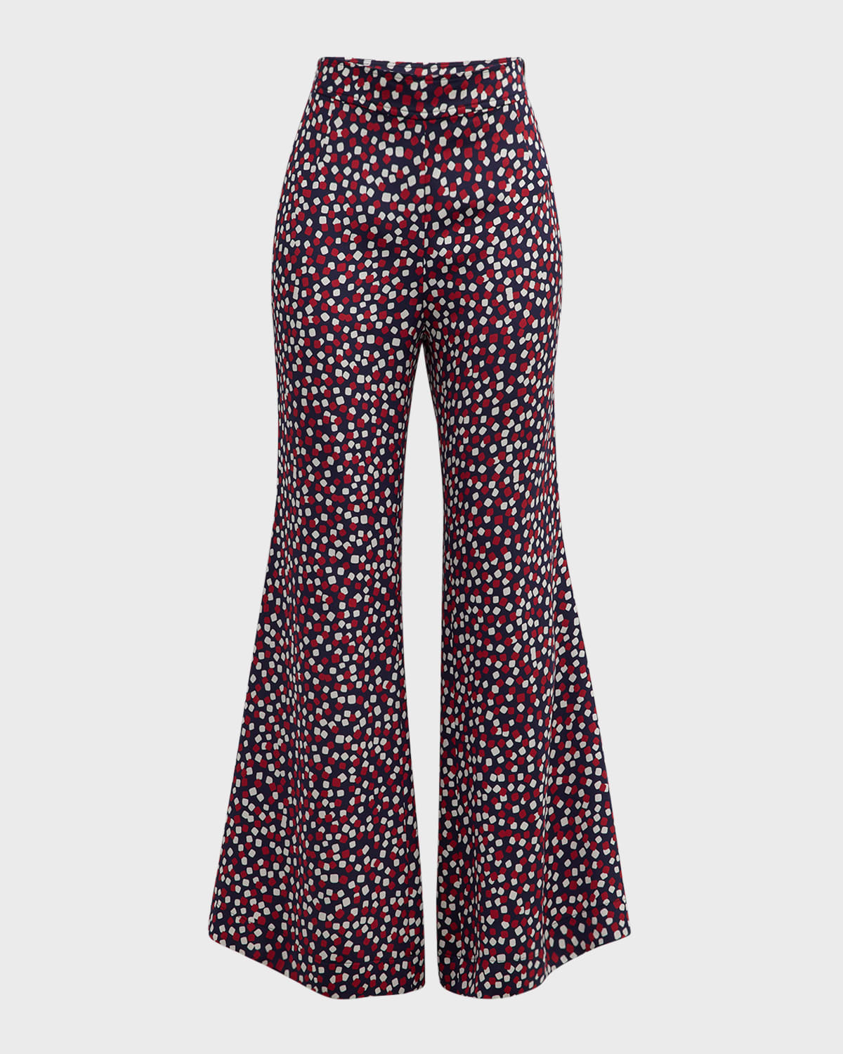 Confetti-Print High-Rise Trumpet Flared Pants