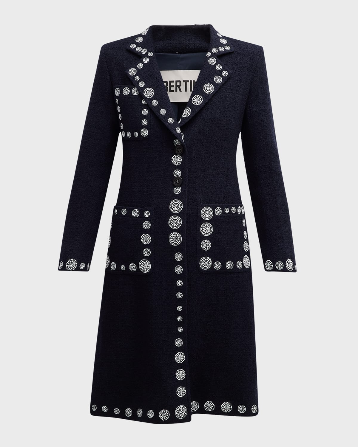 Libertine Dot Dotism Embellished Midi Coat In Nvy