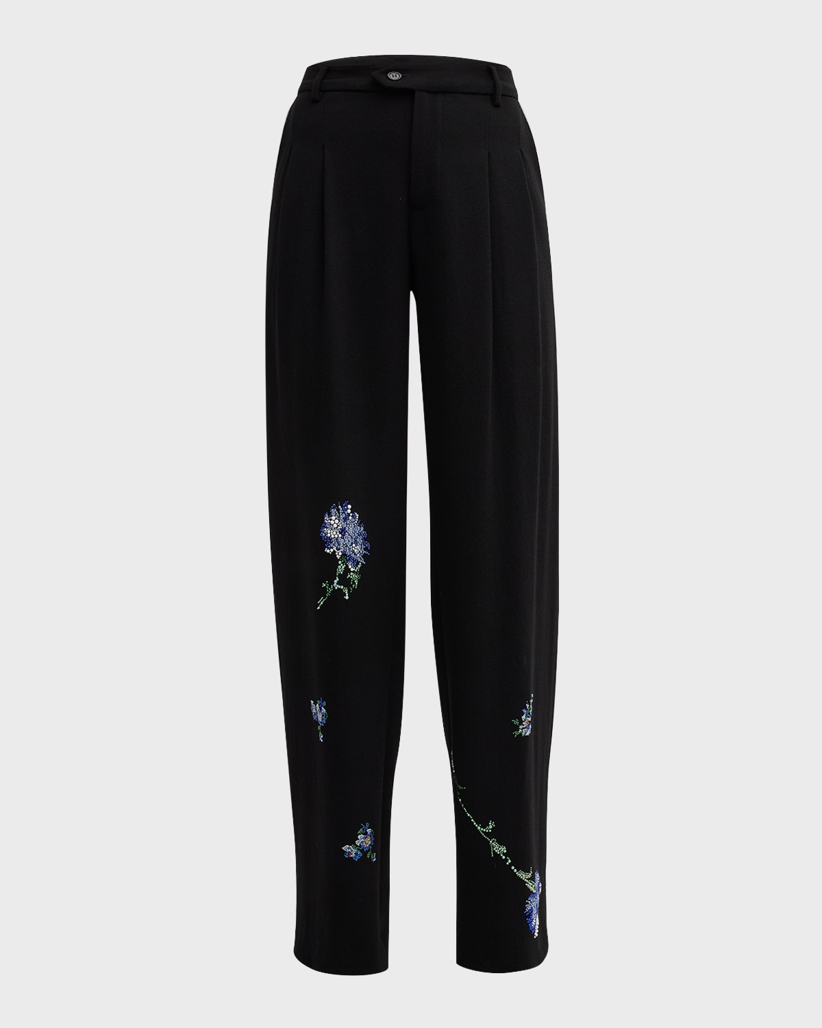 Cecil Beaton Carnation Embellished Straight-Leg Baggy Trousers