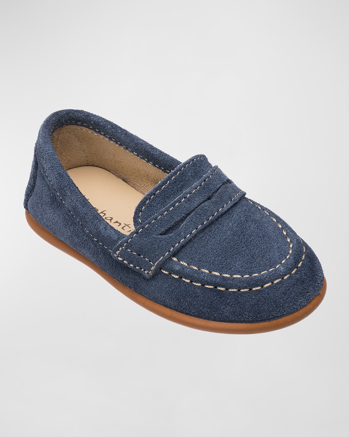 Shop Elephantito Boy's Suede & Leather Penny Loafers, Baby/toddler/kids In Denim
