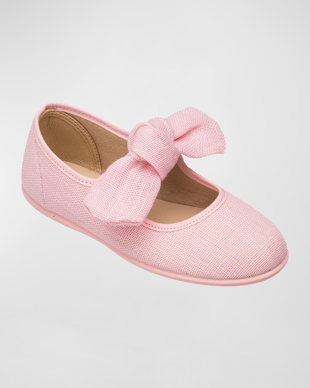 Shop Elephantito Girl's Linen Mary Jane Flats, Baby/toddler/kids In Pink
