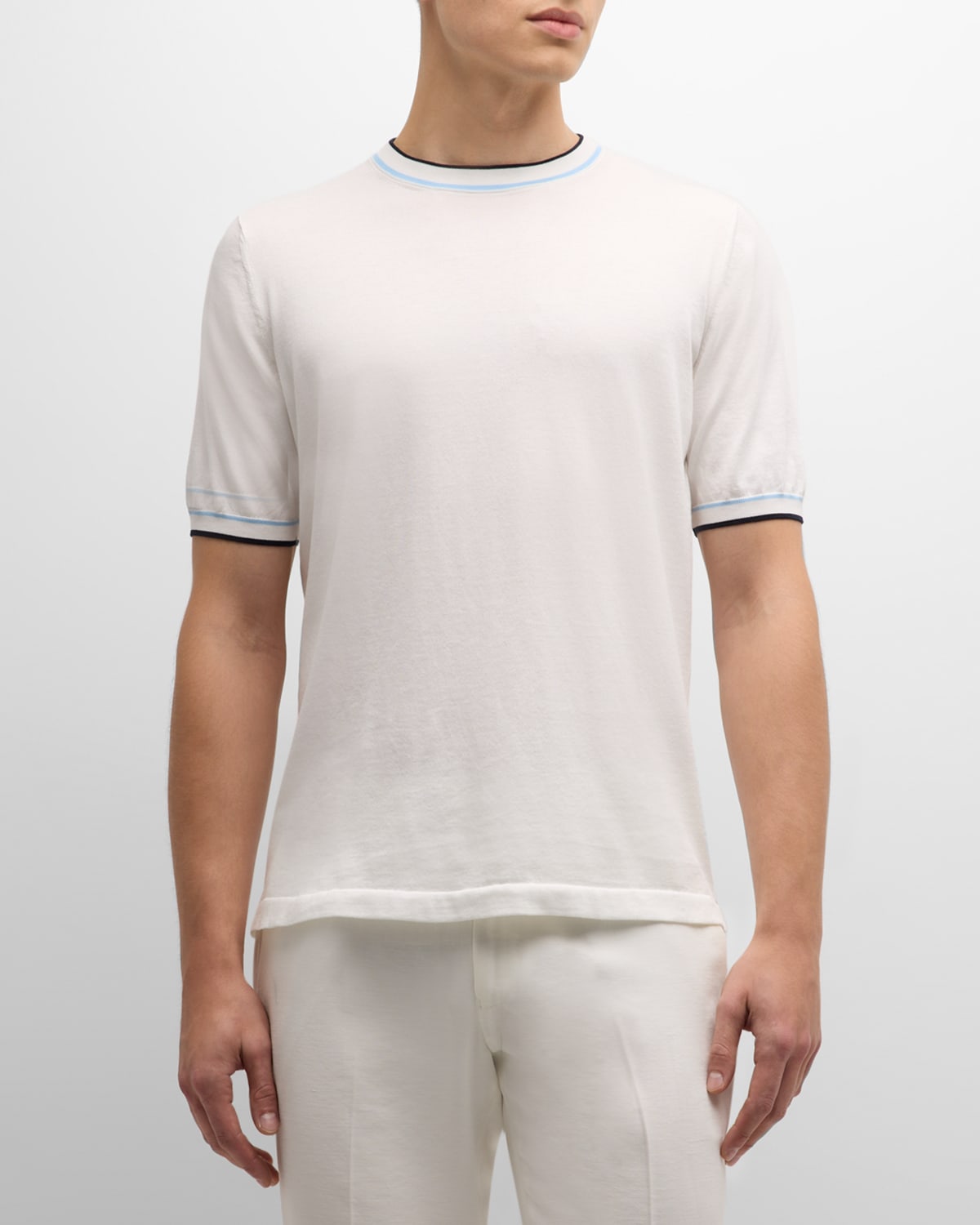 Shop Fioroni Men's Giza 45 Egyptian Cotton Crewneck T-shirt In Bianco