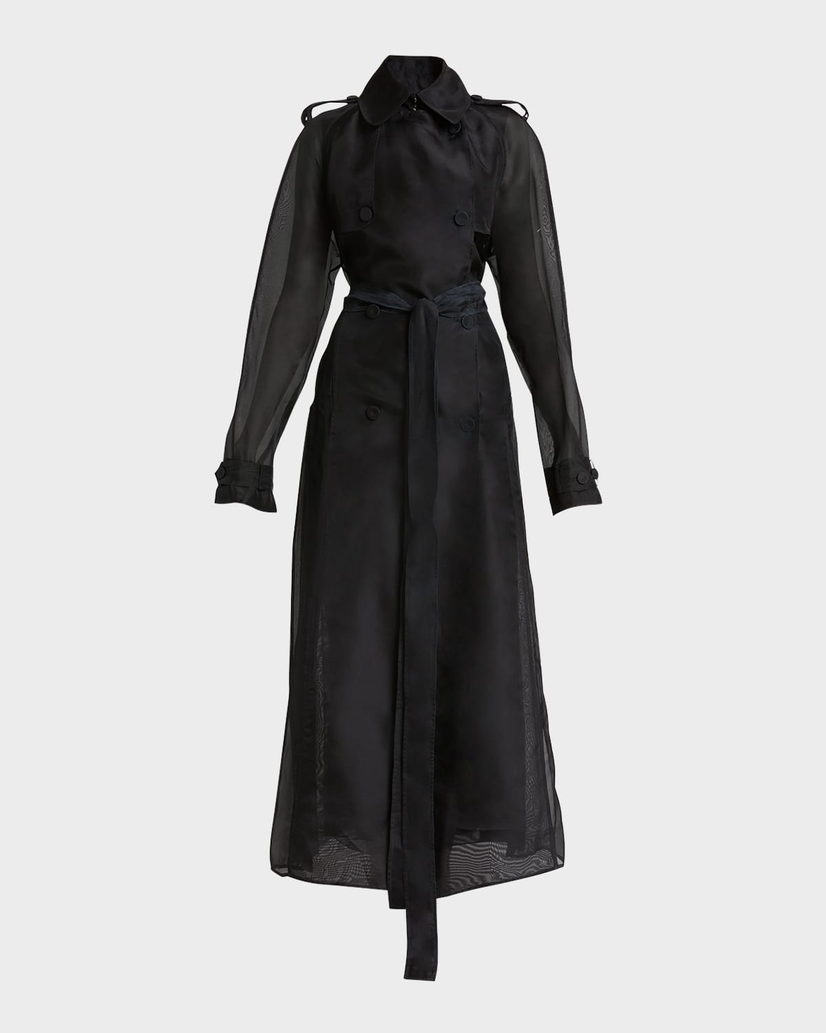 Shop Gabriela Hearst Eithne Pleated Belted Silk Long Trench Coat In Black