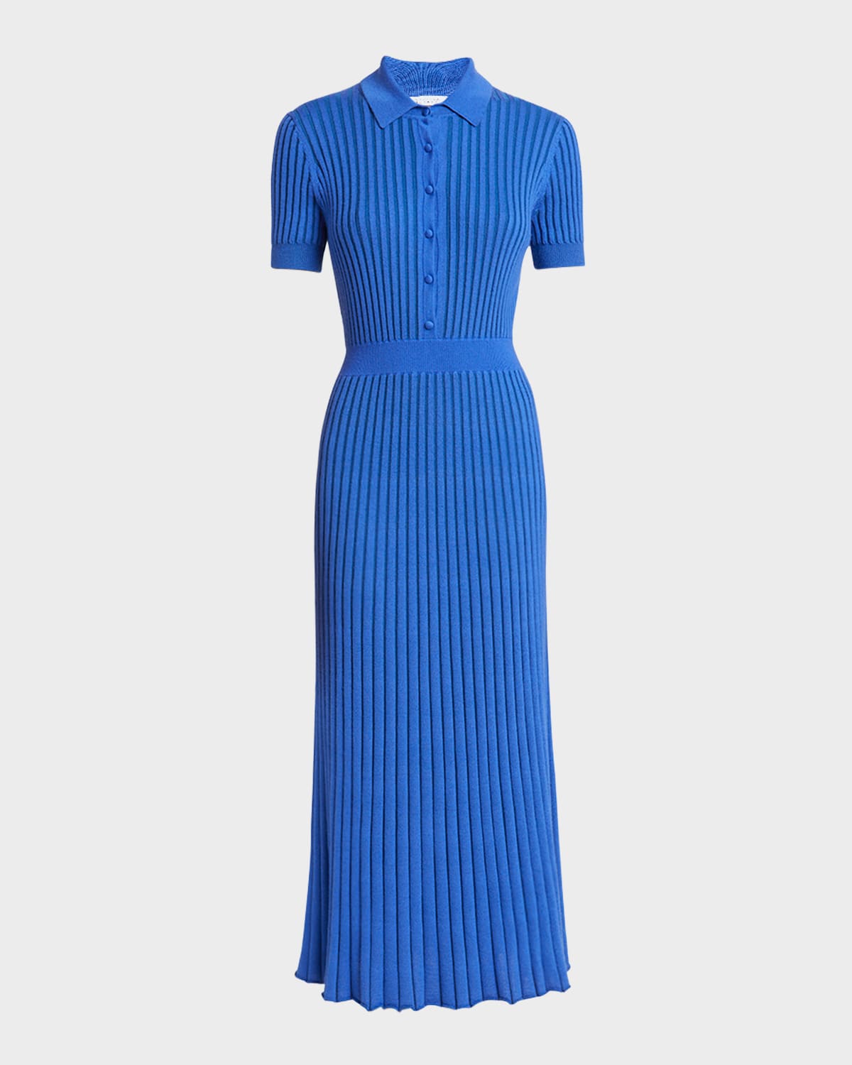 Gabriela Hearst Amor Polo Neck Ribbed Knit Cashmere-silk Midi Dress In Sapphire