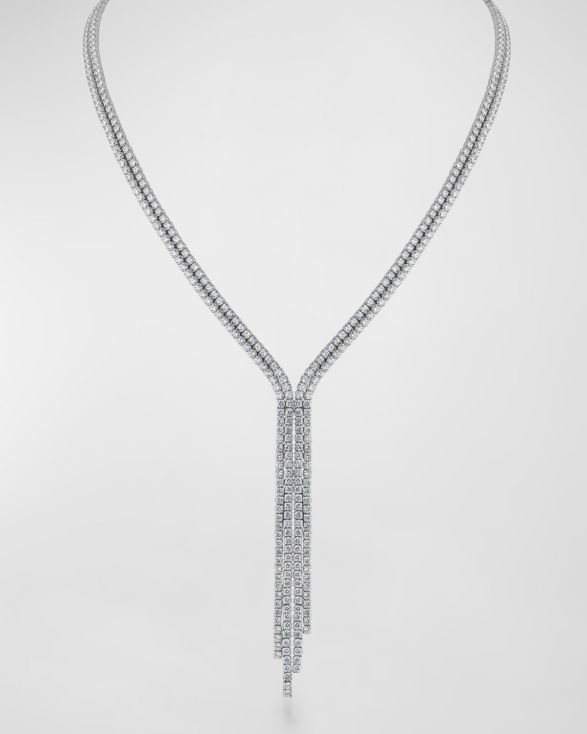 Round Cubic Zirconia Fringe Y Necklace