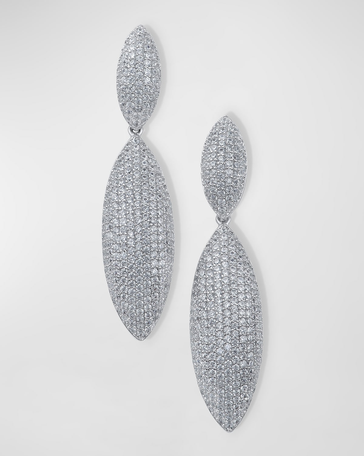 Pave Cubic Zirconia Double Marquis Drop Earrings