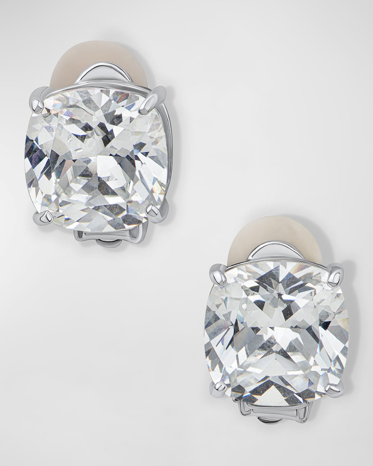 Golconda By Kenneth Jay Lane Cushion Cubic Zirconia Clip Classic Earrings In Clear/silver