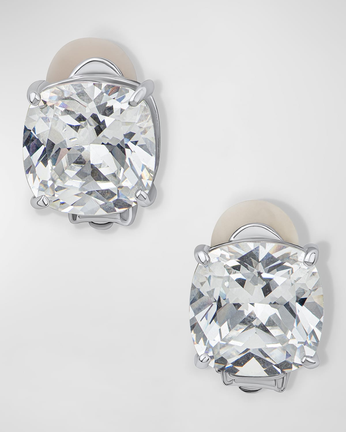 Cushion Cubic Zirconia Clip Classic Earrings