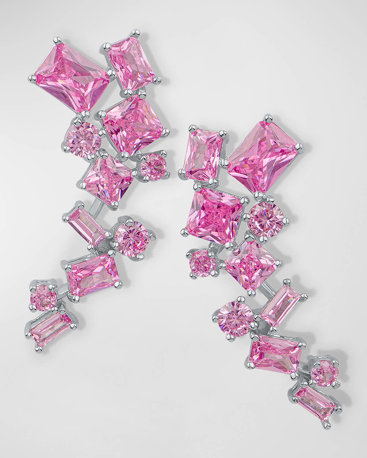 Shop Kenneth Jay Lane Multi Shape Cubic Zirconia Scatter Crawler Earrings, 16tcw In Pink