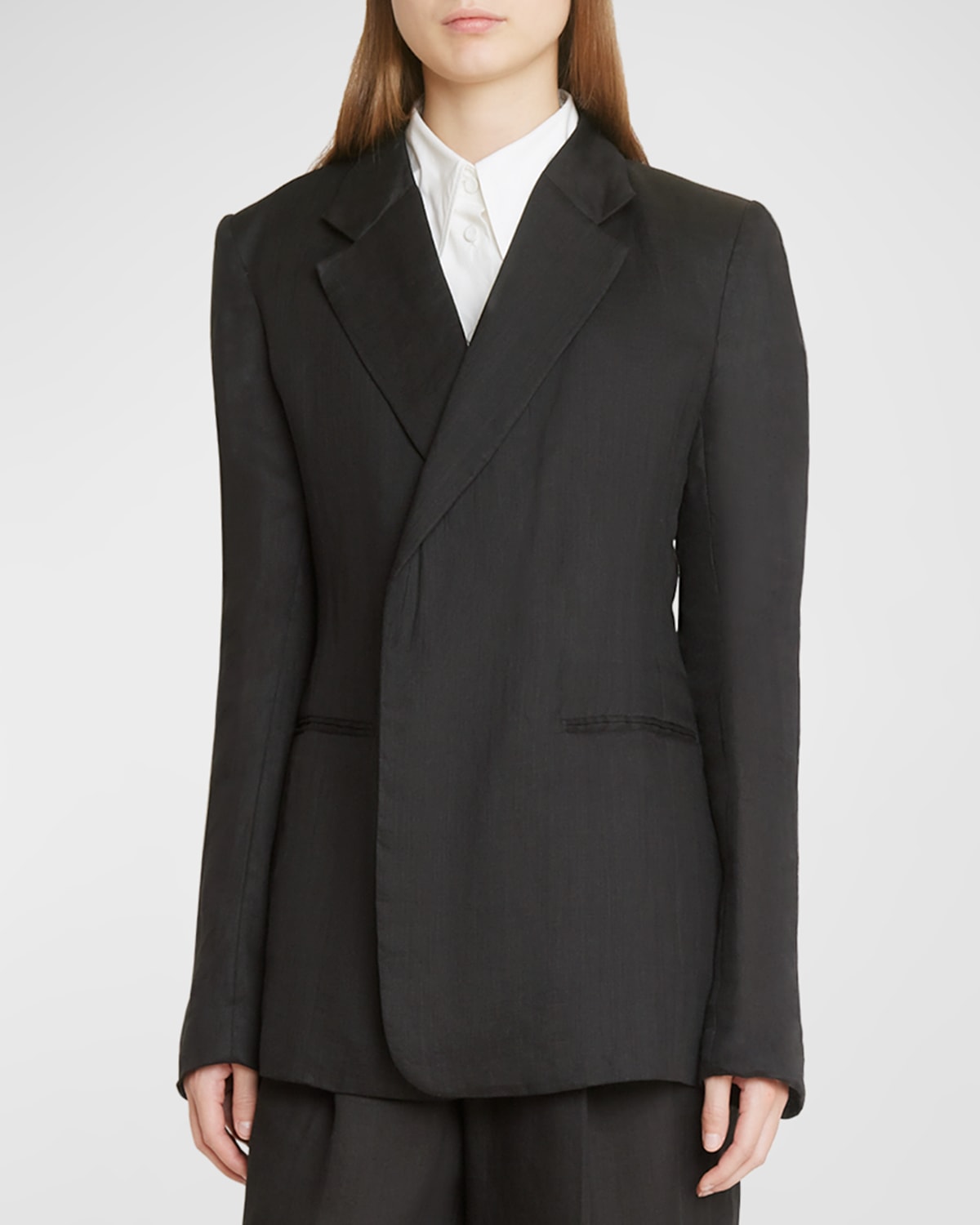 Shop Chloé Buttonless Tailored Voile Jacket In Black