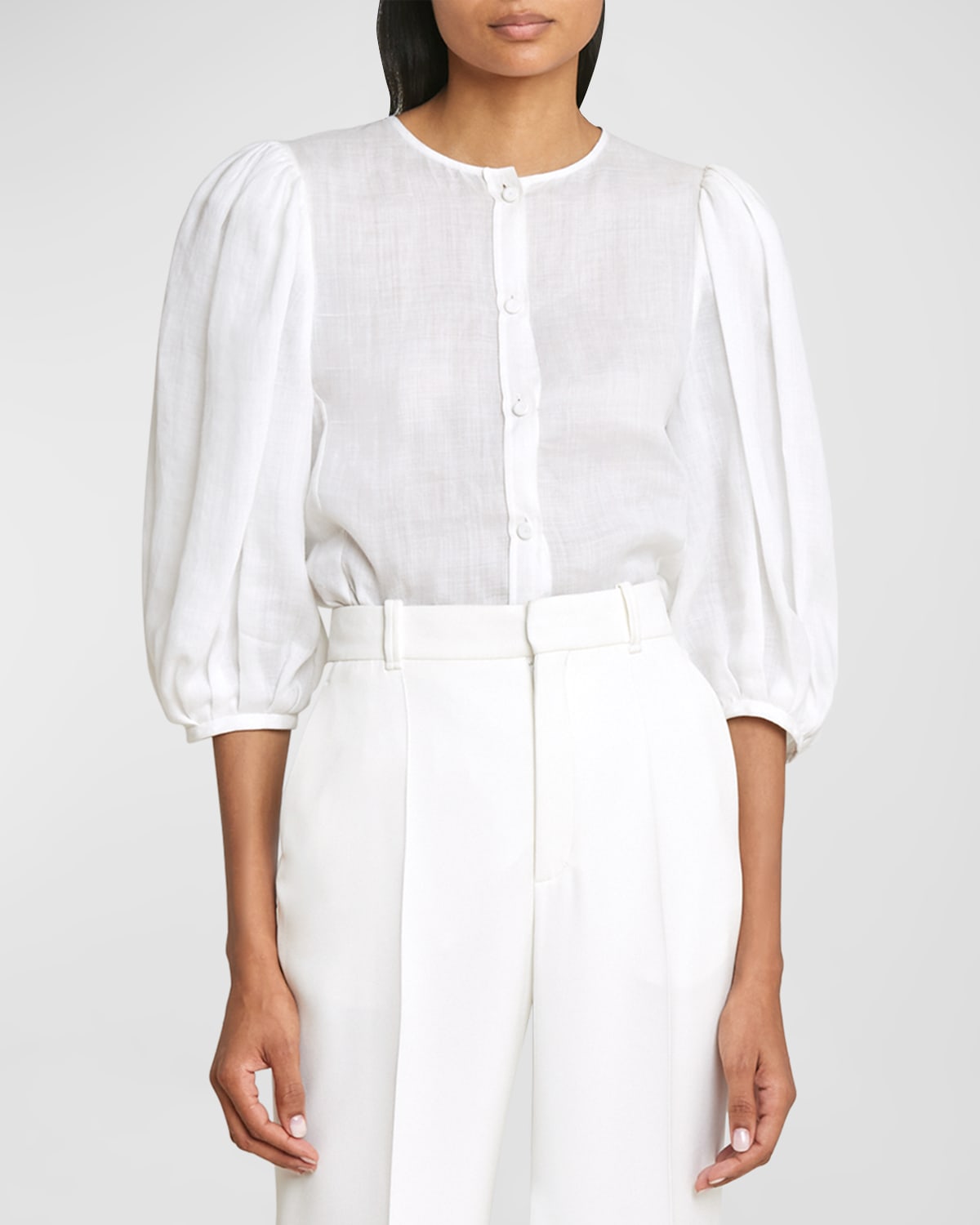 Shop Chloé Balloon-sleeve Voile Blouse In White