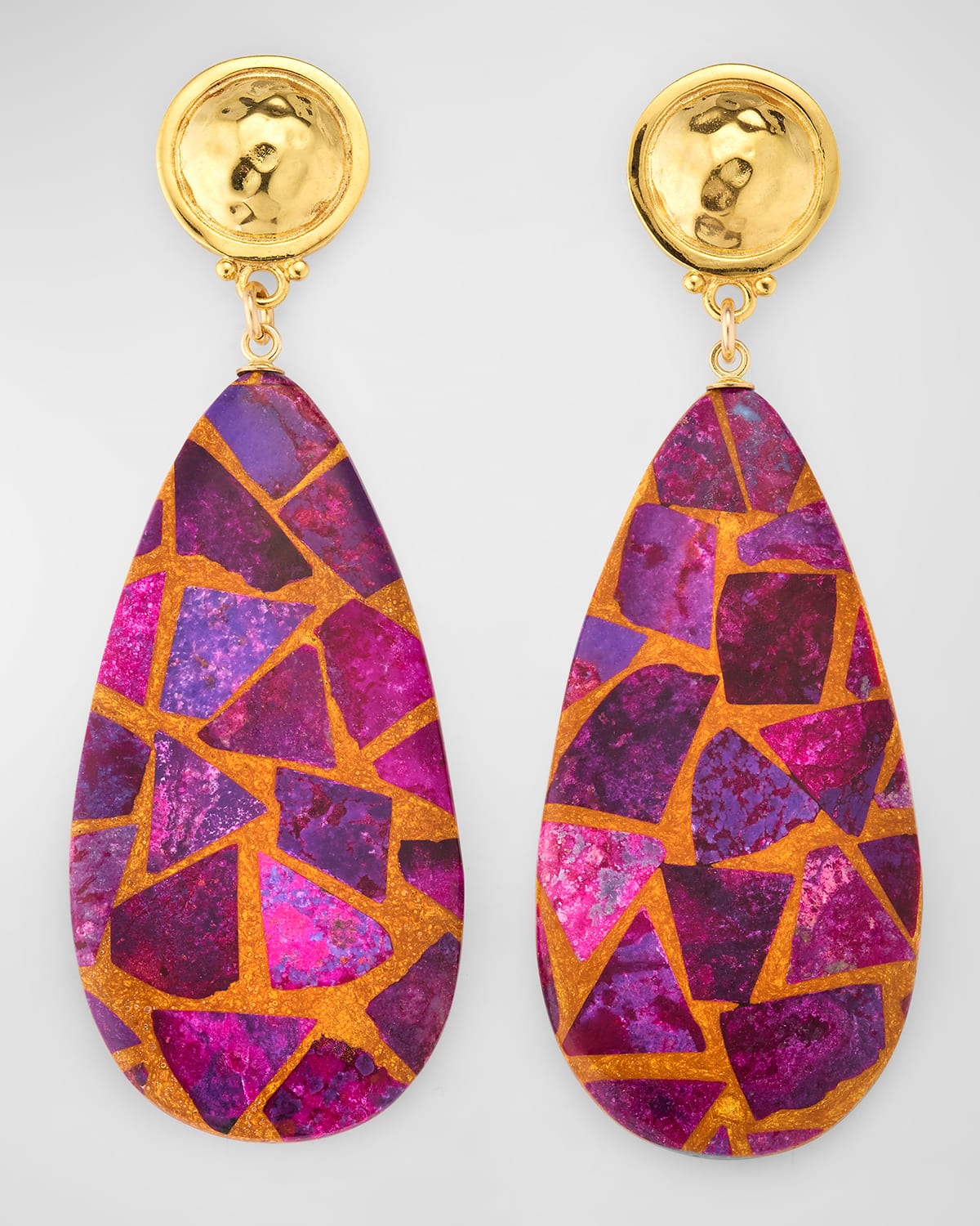 Devon Leigh Copper-infused Purple Turquoise Drop Earrings In Gold