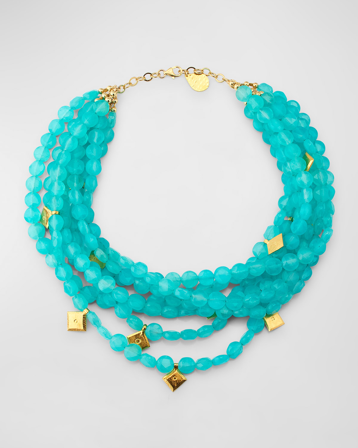 Devon Leigh Multi Strand Blue Gold Accent Necklace In Turquoise